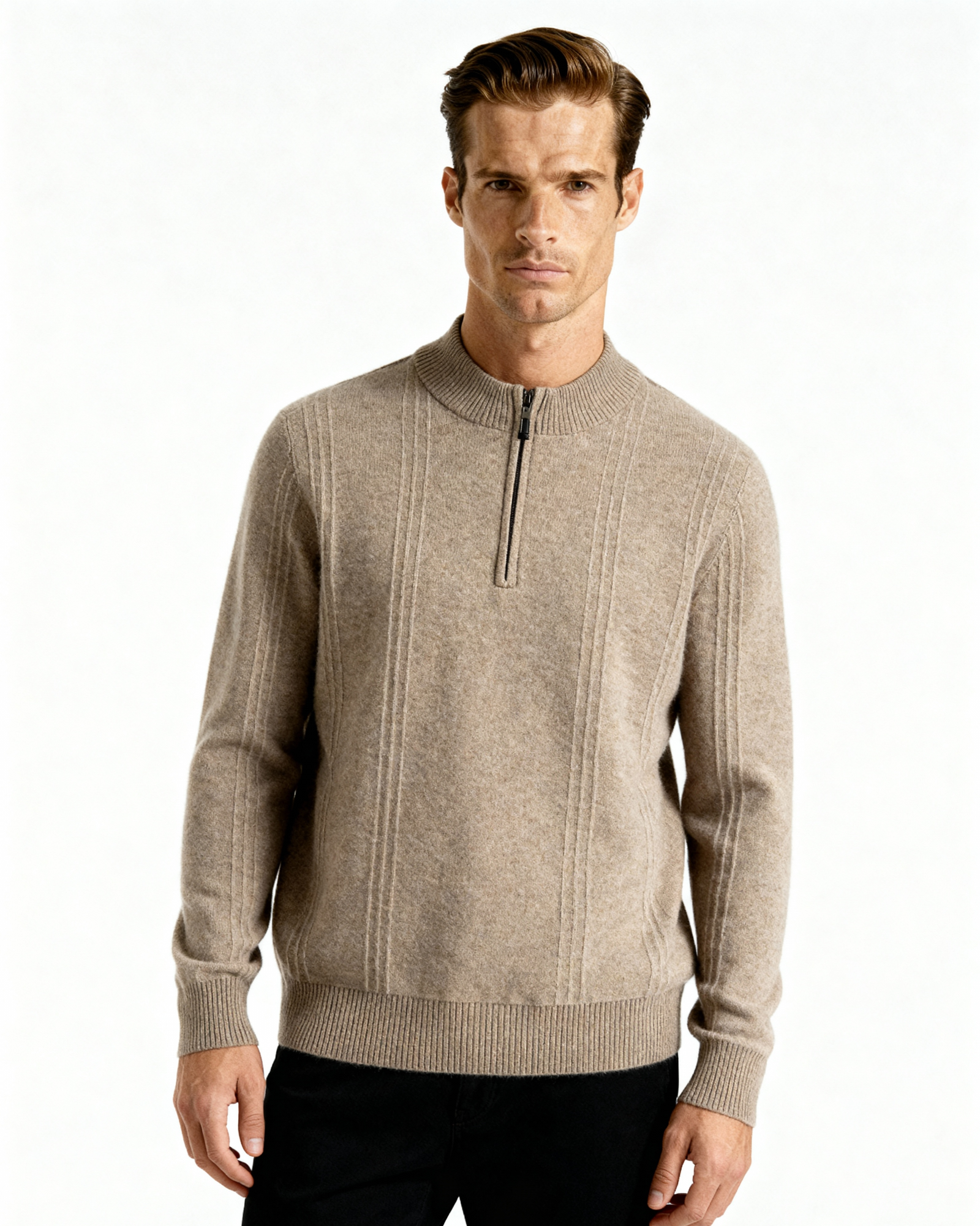 The Old Money Style Code™ | 100% Cashmere a Costine con Mezzo Zip